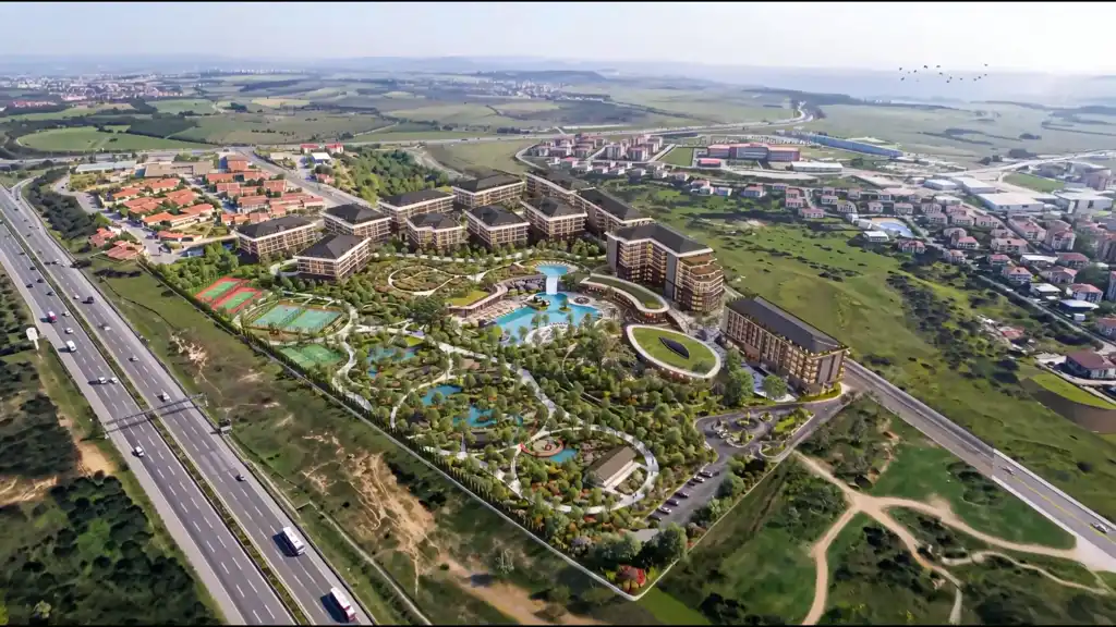 Kemerburgaz projesinin havadan görünümü